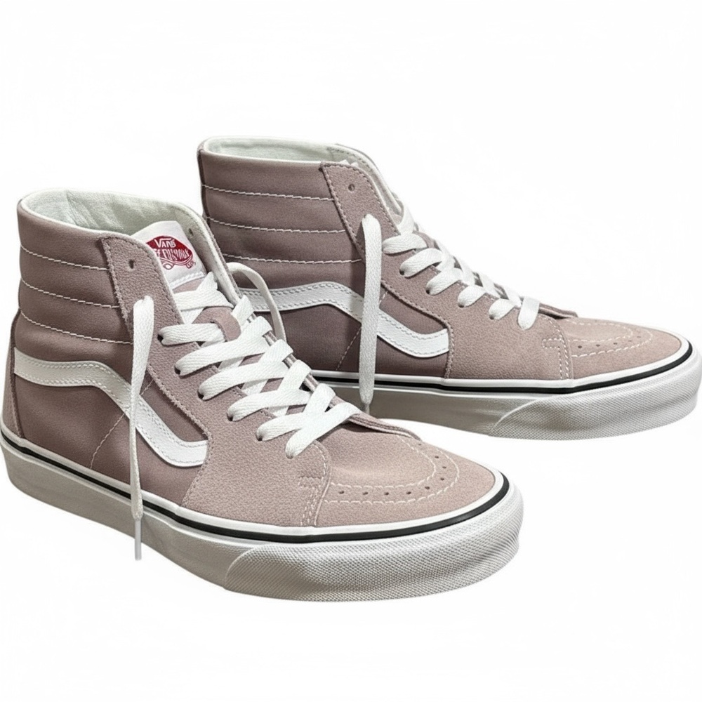Vans Light Purple and White High-Top Suede Sneakers